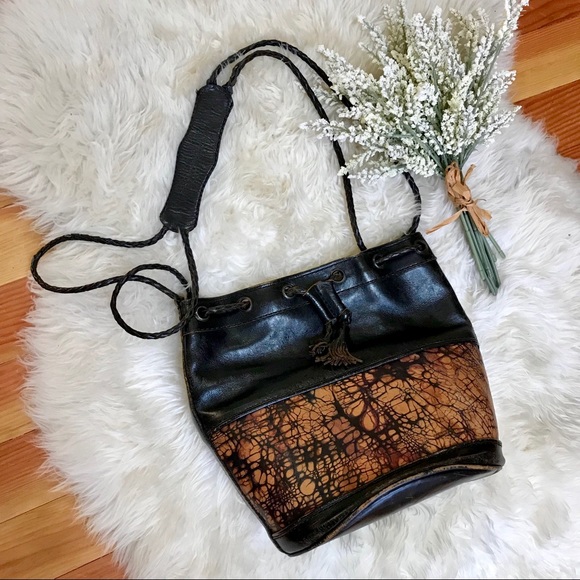 Handbags - Handmade boho genuine leather large bucket bag
